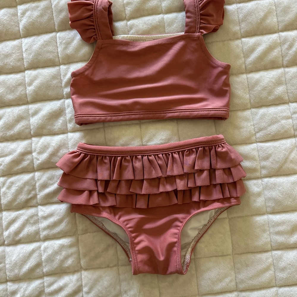 6-12M Ruffled Pink Swim Set